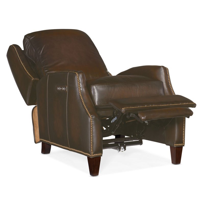 Elicce Leather Power Recliner, Brown Genuine Leather, Manual