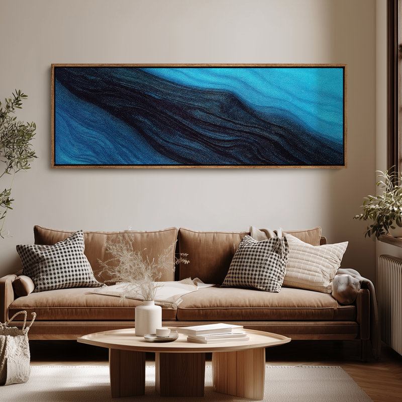 Très grand art mural rétro encadré pour art classique, H 20 po x l 60 po, Naturel