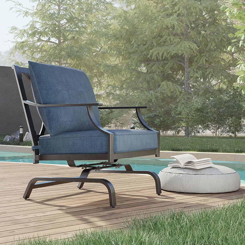 Ensemble de chaises pivotantes 2 pièces Fanshuai, Bleu paon