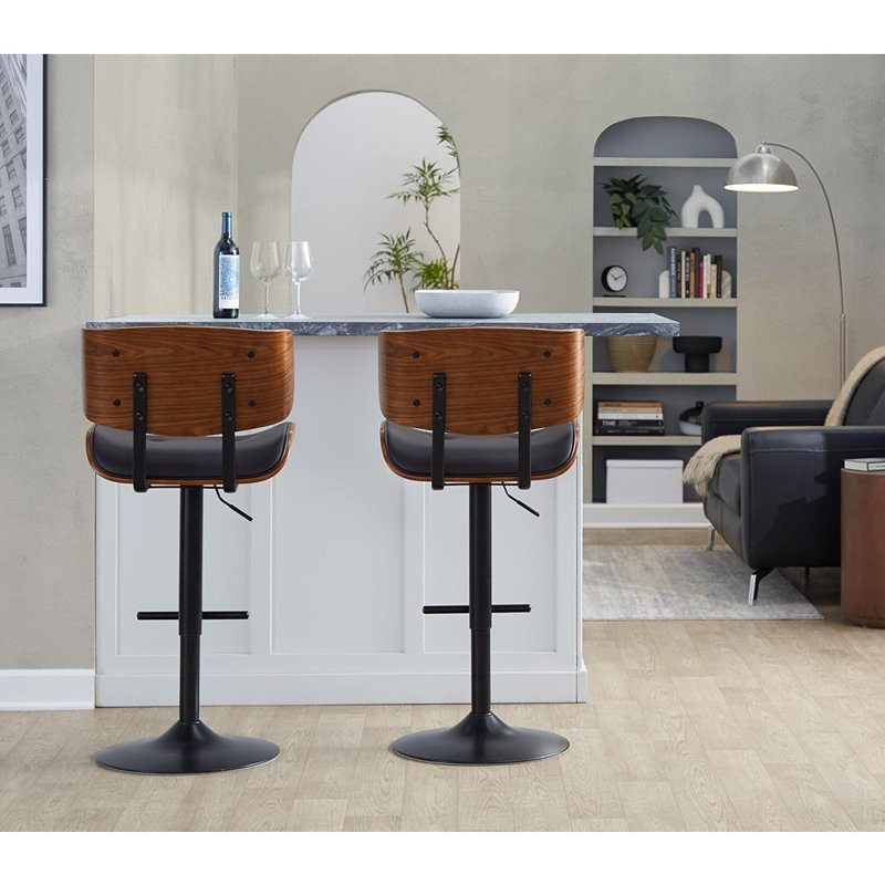 Tabouret de bar pivotant réglable, noir