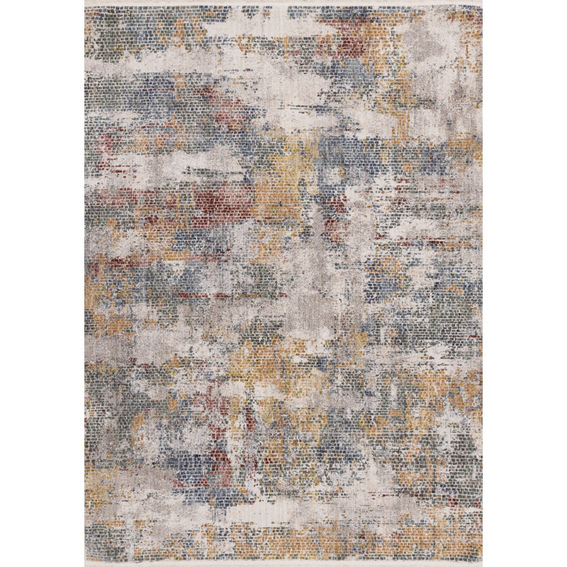 Tapis de salon en polyester biologique crème, Rectangle 7 pi 10 po x 9 pi 8 po