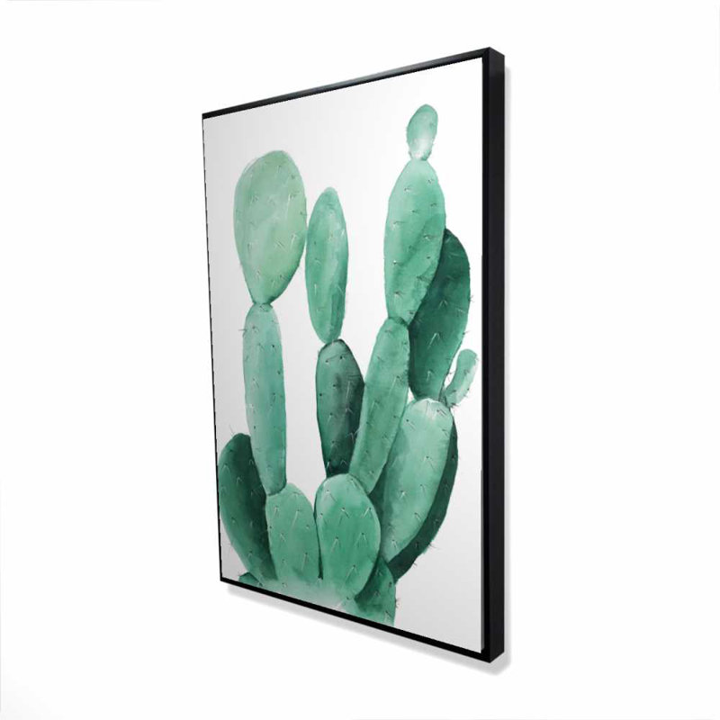 Watercolor Paddle Cactus - Toile encadrée verte, décoration intérieure