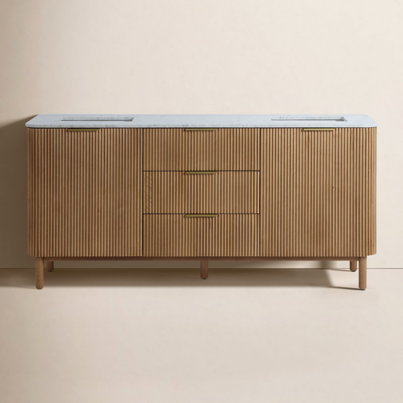 Kensington 72" Bathroom Vanity in Fluted Birch, Reeded Birch