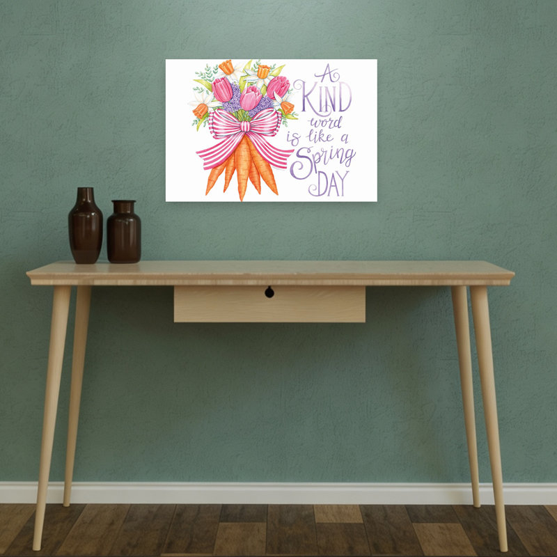 Bouquet de carottes, jonquille contemporaine, tulipe et fruits, art mural, 12" H x 18" W