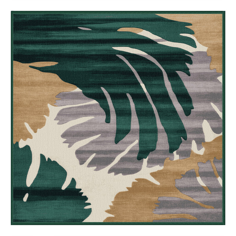 Machine Washable Watercolor Green Area Rug, Carré 4 pi