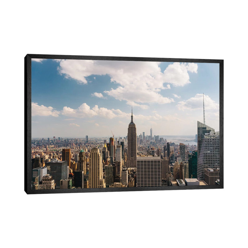 Manhattan View by Bethany Young - Print on Canvas, Black Framed, 45.72cm H x 66.04cm W x 3.81cm D