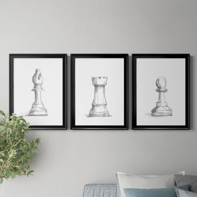 Chess Room Study IV, reproduction encadrée de qualité supérieure - prête à être accrochée