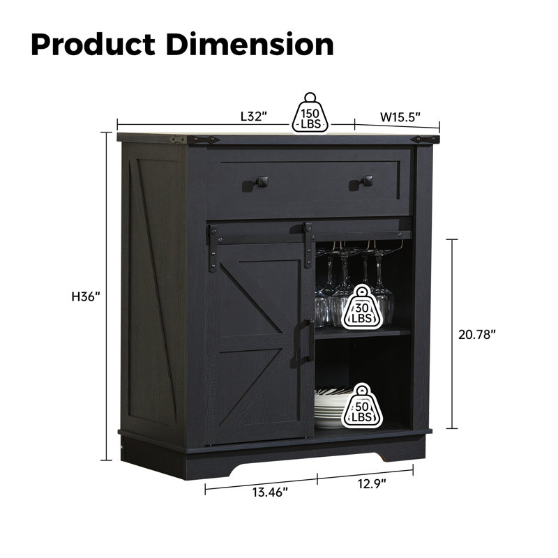 Brojanac 32'' Sideboard, Black