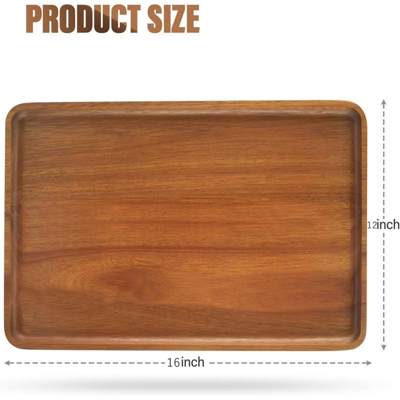2-pack 16" X 12" Acacia Wood Serving Trays