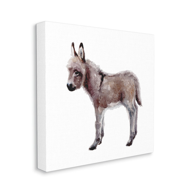 «Baby Donkey», aquarelle, pépinière par Fox Hollow Studios - peinture, H 30 po x l 30 po x P 1,5 po, Toile tendue