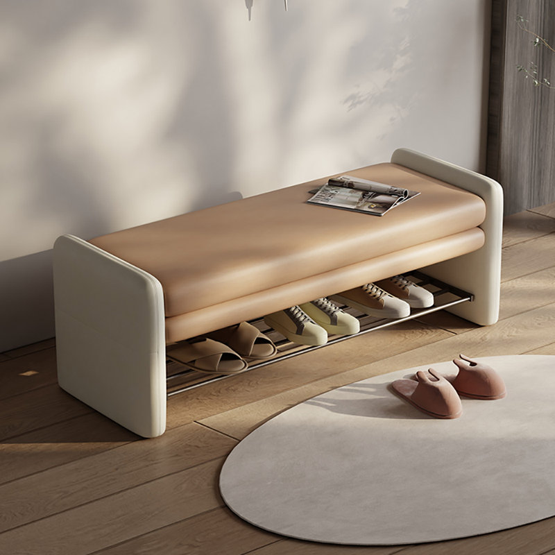 Tabouret à langer avec rangement 47,2 po, Beige/gris