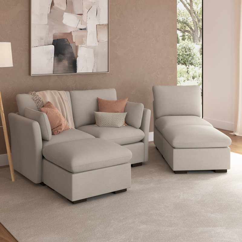Méridienne modulaire 3 places Stedman, Polyester taupe brume