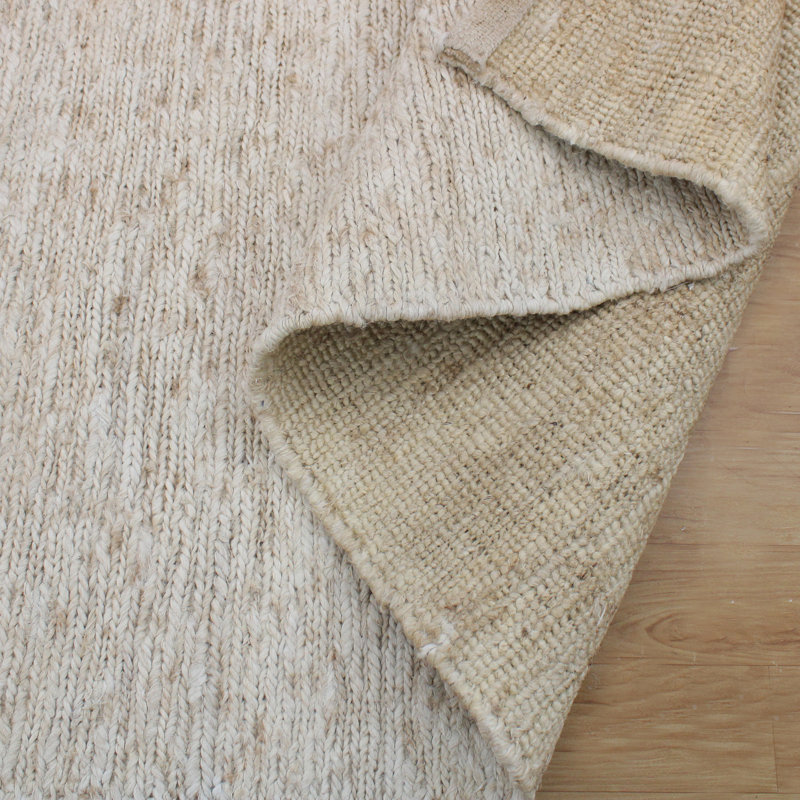 Ivory Hand-Knotted Viscose Area Rug, 8' x 10'