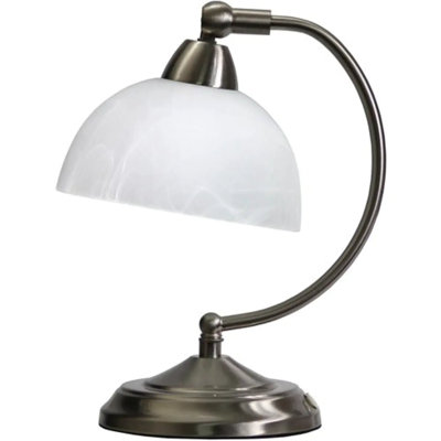 Petite lampe de banquier de style moderne pour le bureau avec gradateur tactile et pied de lampe en nickel brossé
