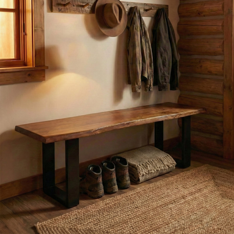 Banc en bois massif 63 po Towle, H 18 po x l 63 po x P 16 po