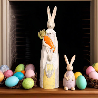 Figurine de lapin de Pâques en couple, lapin de Pâques au printemps