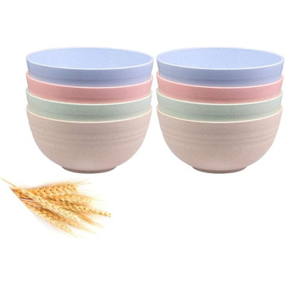 Bols à céréales incassables - ensembles de bols légers en fibre de paille de blé de 24 oz 8 - Va au lave-vaisselle et au micro-ondes - pour bols à soupe, à riz et à soupe