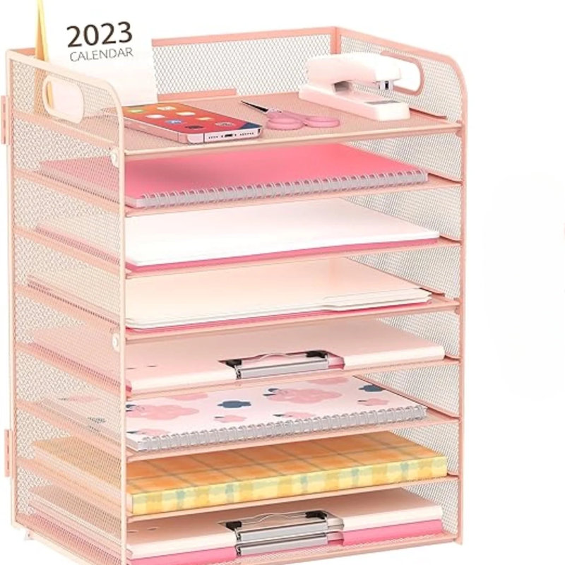 Organisateur de papier à lettre à 8 niveaux avec poignées, organisateurs de bureau et accessoires, organisateur de bureau en papier pour le bureau, la maison