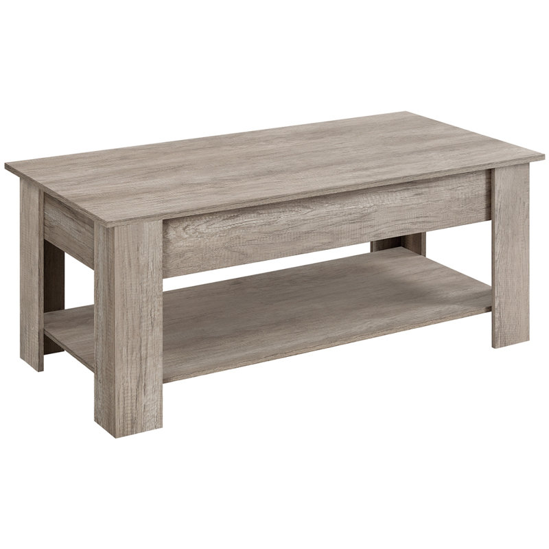 Ajeem Rectangular Lift Top Coffee Table with Storage, Rustic Brown, 16.5" H x 39" L x 20" W