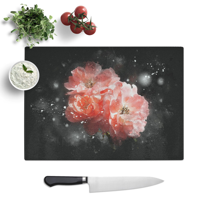 Three Flowers Chopping Board, 28.5cm W x 39cm L