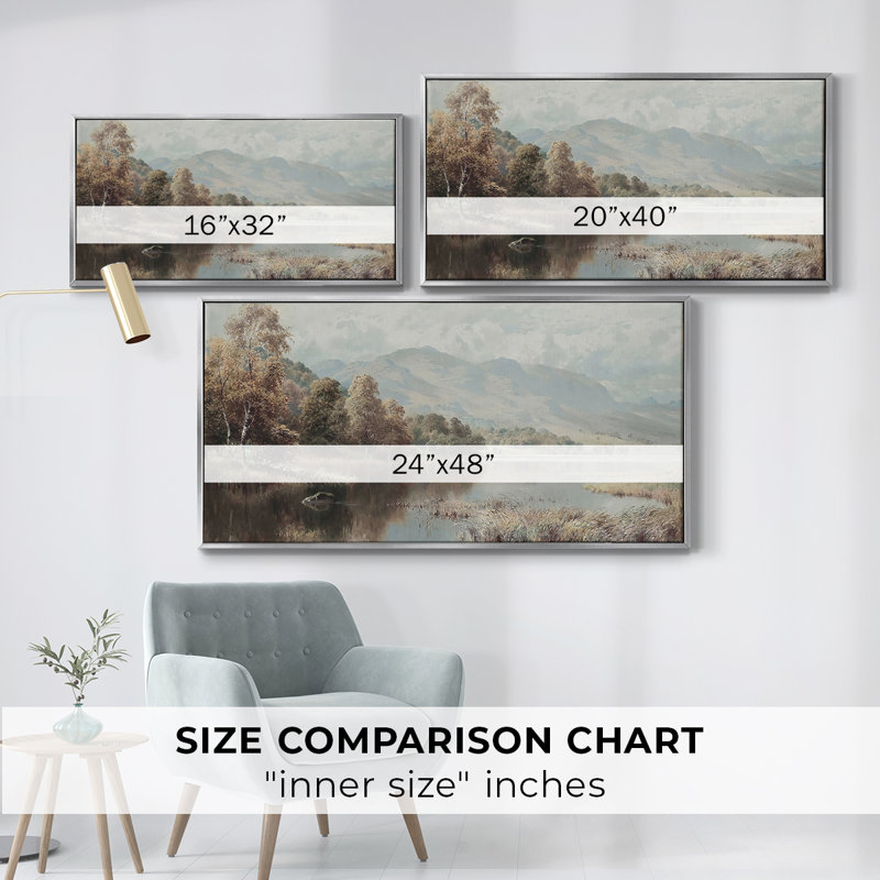 «Landscape Series» -CCCLLX III - Toile tendue avec châssis encadré - Prêt à être accroché, H 25 po x l 49 po, Argent argent