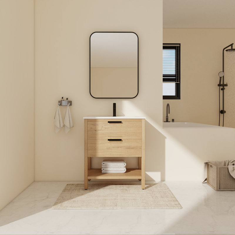 Erentraud 30'' Free Standing Single Bathroom Vanity With Ceramic Top