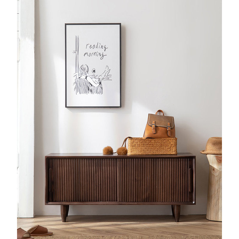 Modern Double Layer Sliding Door Entryway Bench, 17.7" H x 39.4" W x 13.8" D