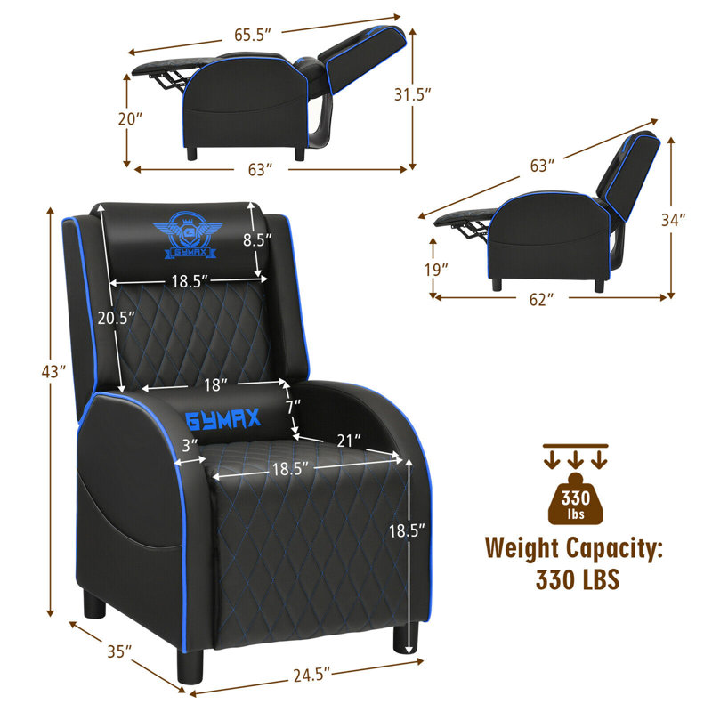 Faux Leather Massage Chair, Blue Faux Leather
