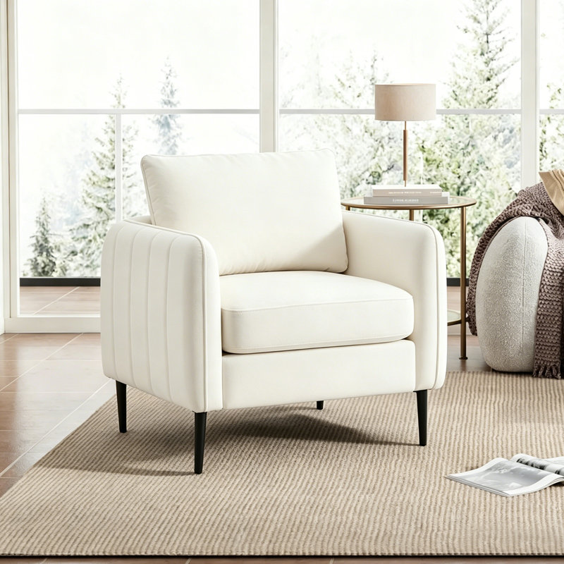 Velvet Accent Chair, Modern Tufted Single Sofa Armchair,Comfy Upholstered Armchair,Reading Club Accent Chairs for Bedroom Living Room