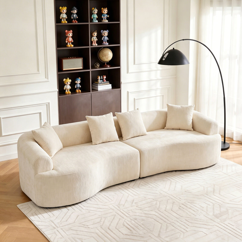Canapé incurvé incurvé, compression modulaire 106 po, WHITE
