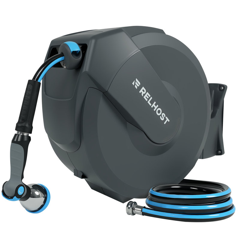 Enrouleur de boyau d'arrosage automatique rétractable à ressorts USA gris foncé: 100 pieds x 5/8 pouce RW22-30S-100ft (5/8 13,5 * 18,2)