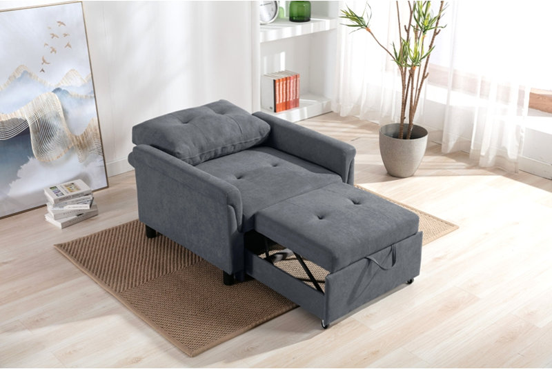 Fauteuil convertible gris foncé tissé 35 po Hannah
