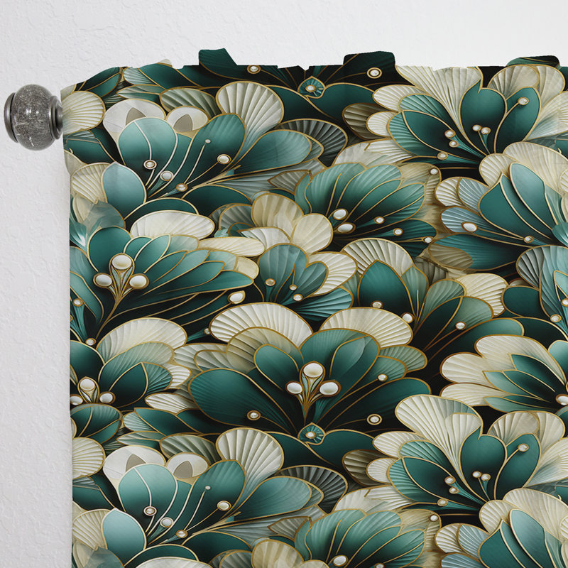 Damas vert, art décoratif, motif II - rideau damassé - velours obscurcissant - 1 panneau, L 52 po x L 95 po