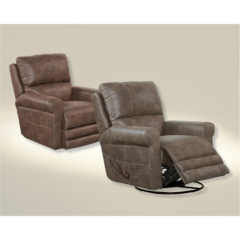 Effingham Upholstered Swivel Recliner, Gray Polyester Blend
