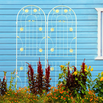 4 Trellises 71"X19.7" Metal, Rustproof Cream White, Outdoor Flower Supports, Assembles Easily For Jasmine, Beans Metal Garden Trellis 71"X19.7", White Outdoor, Supports Morning Glory, , Easy Assembly