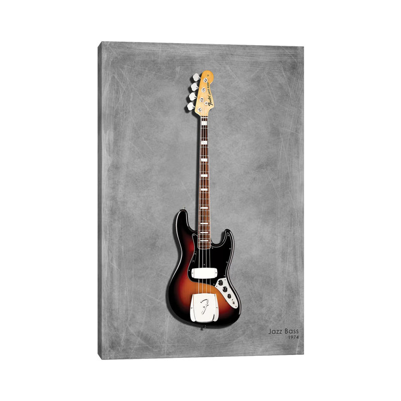 Fender Jazz Bass ''74 by Mark Rogan - Wrapped Canvas Print, 20.32 cm H x 30.48 cm W