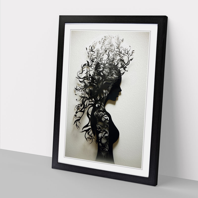 Woman Contemporary - Framed Print, 64cm H x 46cm W x 2cm D, Black