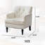 Fauteuil club en velours côtelé capitonné de 30 pouces de large avec garniture cloutée, fauteuil club moderne Mid-Century beige
