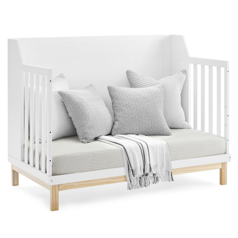 Bianca White and Natural Pine 6-in-1 Convertible Crib