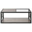 Table basse industrielle rustique et moderne, plateau en verre trempé, structure en X pour plus de stabilité, profondeur de 40,16 pouces avec surface lisse anti-rayures.