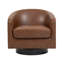 Fauteuil demi-tonneau pivotant en similicuir avec base en bois massif Applewold-633850636