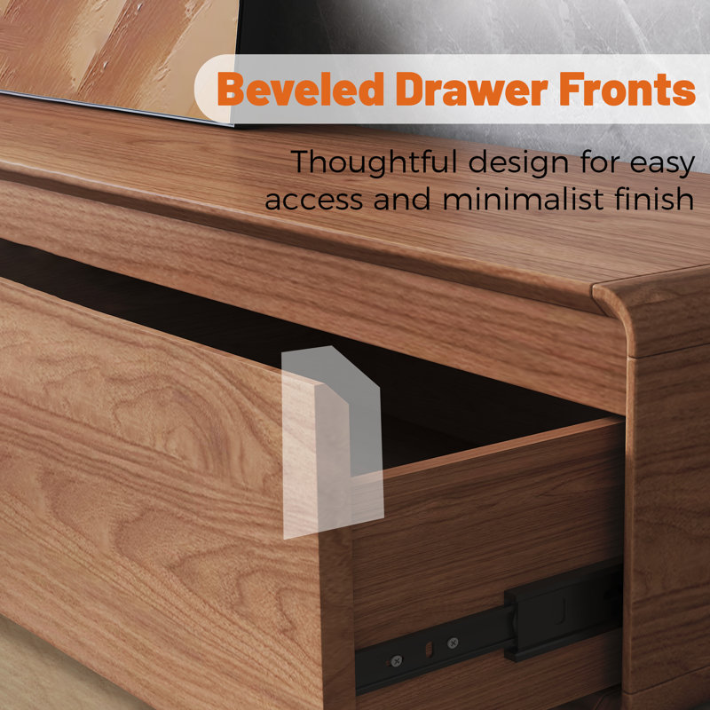 Modern Walnut TV Stand With 3 Drawers For Stylish Living Room Storage