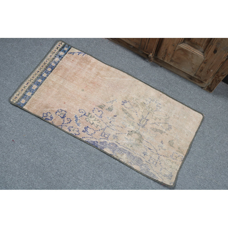 Tapis turc beige rétro tissé à la main Vintage Kilim