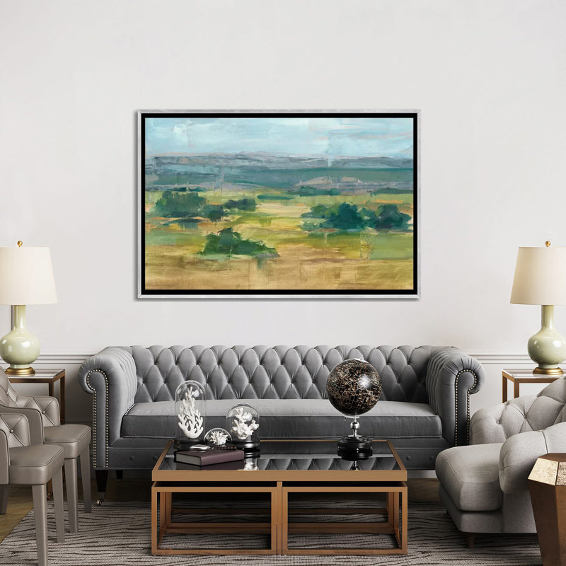 Reproduction d’art, "Valley View I" par Ethan Harper, Toile avec cadre argenté, H 40 po x l 60 po x 1,5 po, Pas de tapis