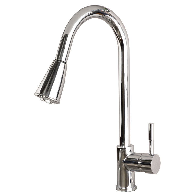 Contemporary 16" Pull-Down Spray Kitchen Sink Faucet Chrome Finish, Chrome