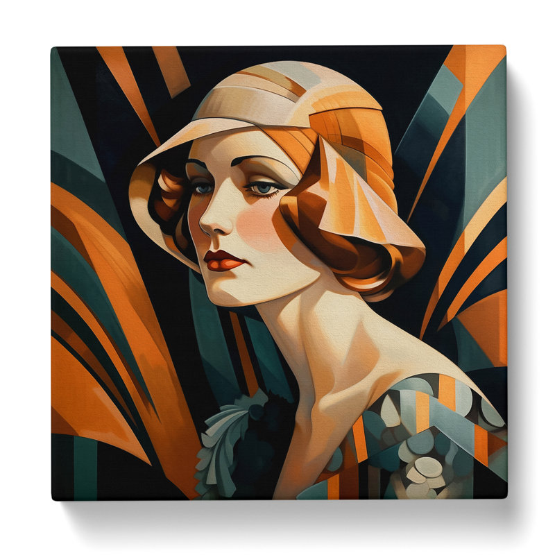 Art Deco Woman Realism - Print, 35cm H x 35cm W x 3cm D
