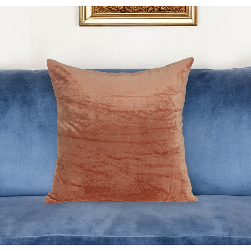  22" X 7" X 22" Transitional Sea Foam Solid Pillow Cover With Poly Insert, Poly, Orange, 18" x 18"
