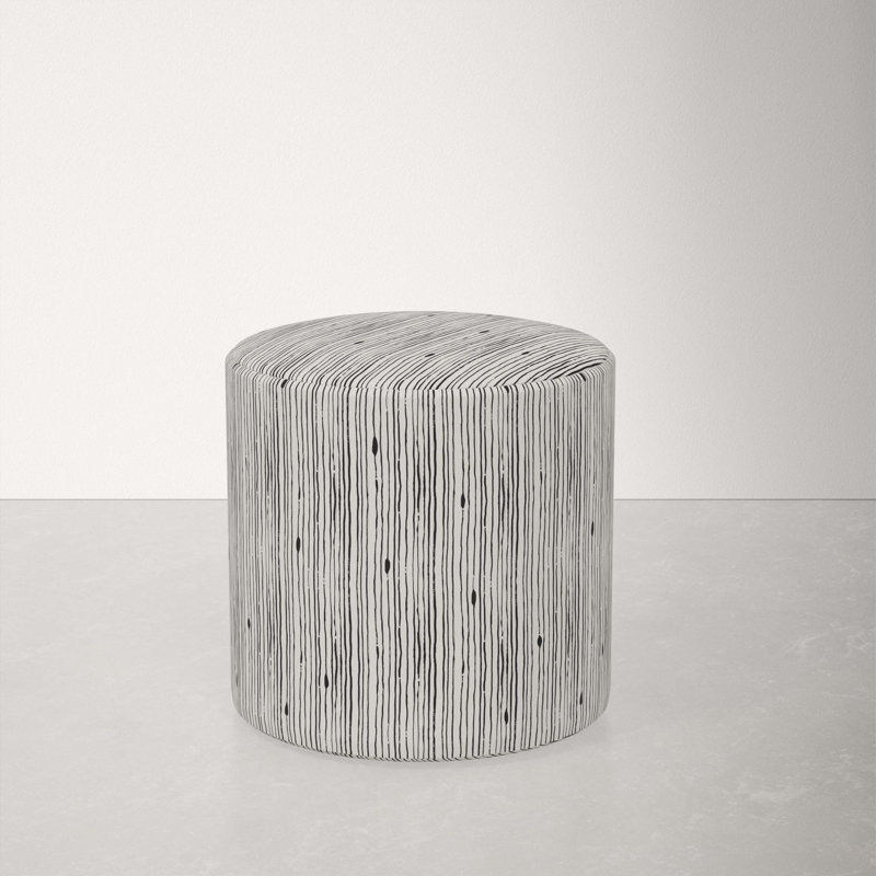 Orlando Upholstered Ottoman, Shibori Stripe Ink