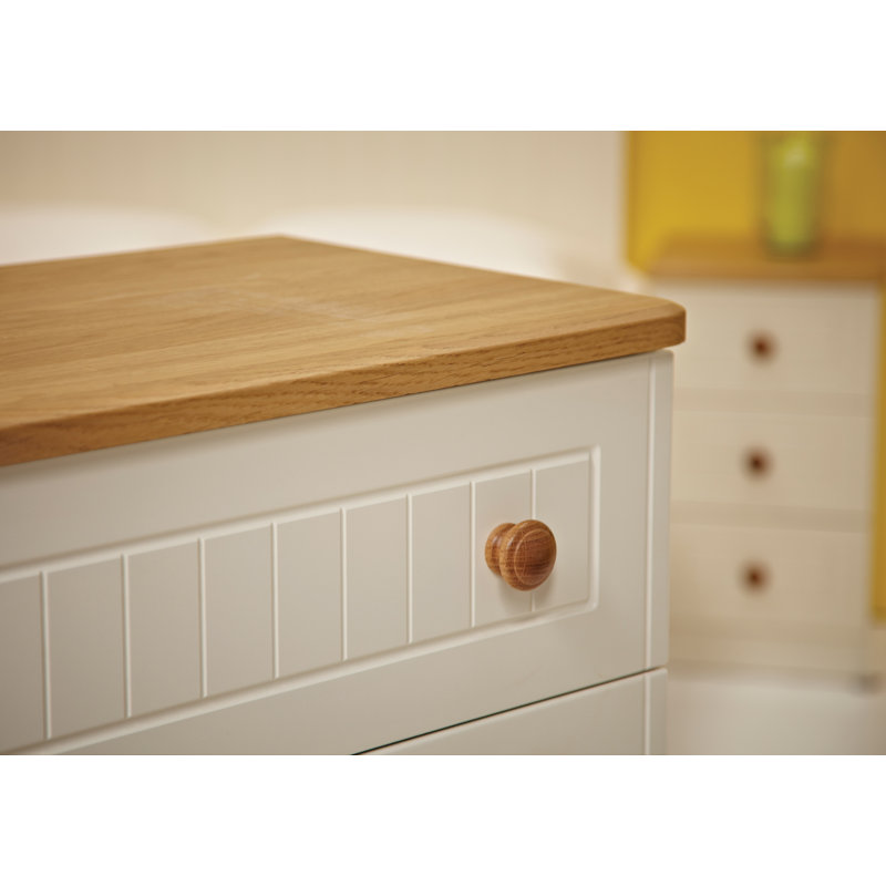 Fully Assembled Saxena 4 Drawer Chest, Cream with Oak Finishing