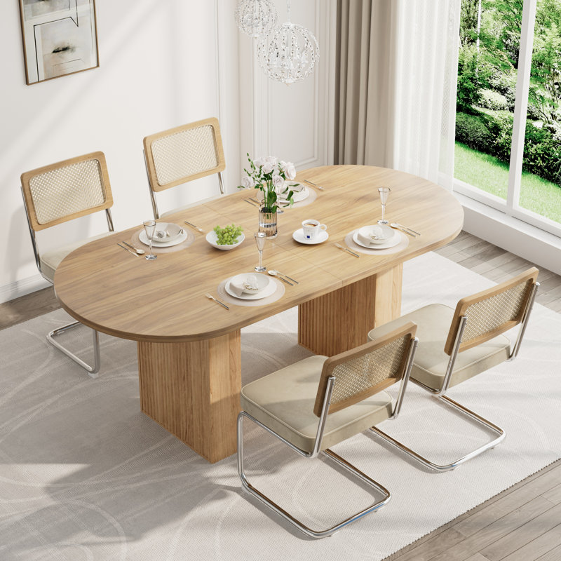 Ensemble de table de salle à manger Modern, Brun, 5 pièces: table, 4 chaises, Beige